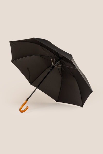 Oswin Hyde: Jaxon Black Windproof Wooden J-Handle Umbrella