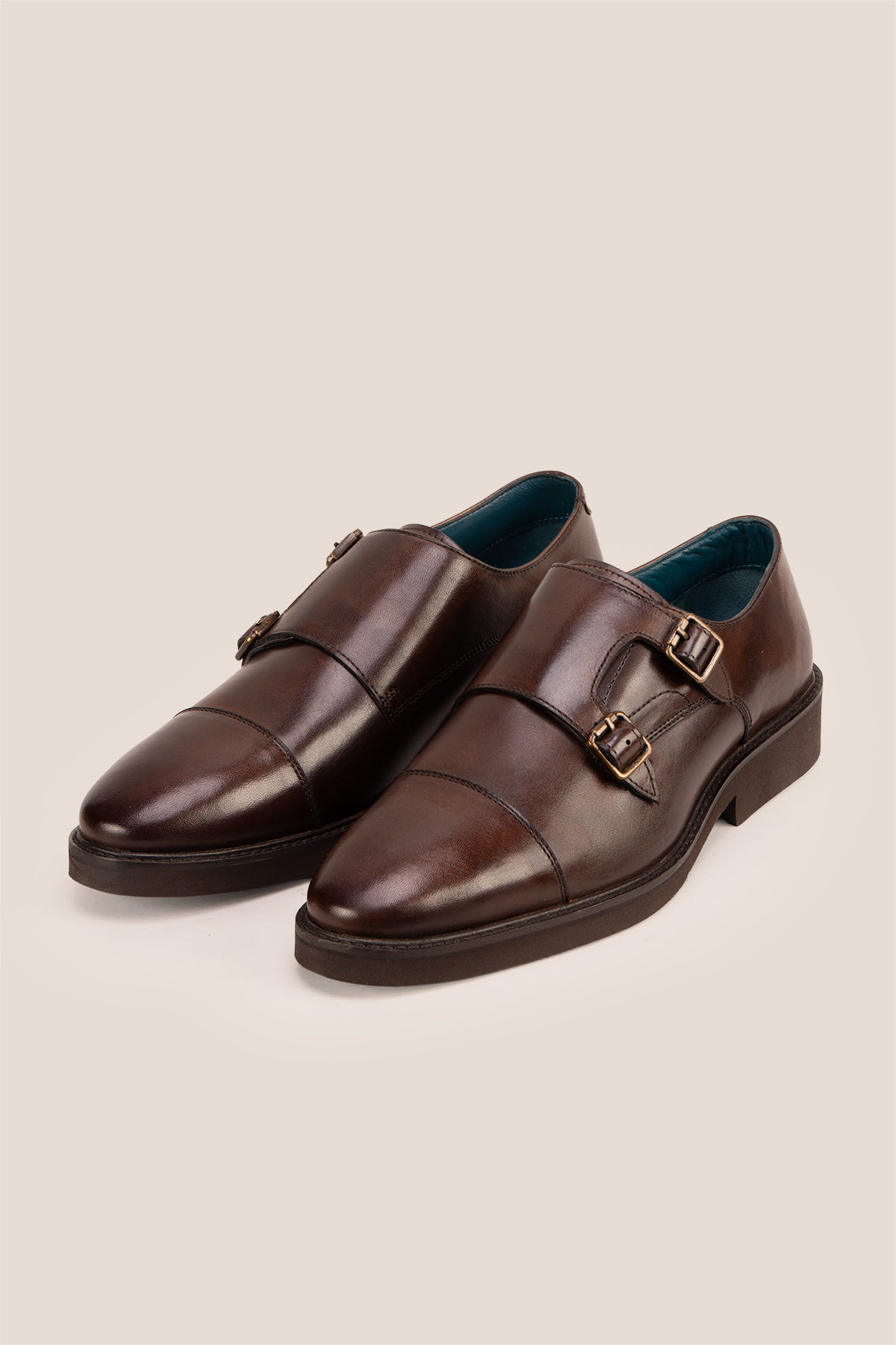 Garson brown monk strap leather men’s shoes with premium craftsmanship, sleek design, and classic buckle detail for formal and office wear.