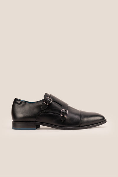 Oswin Hyde: Hadley Black Monk Leather Shoes for Men