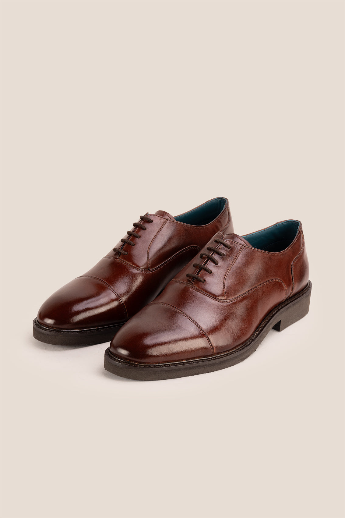 Oswin Hyde: Flint Brown Lace-Up Oxford Leather Shoes