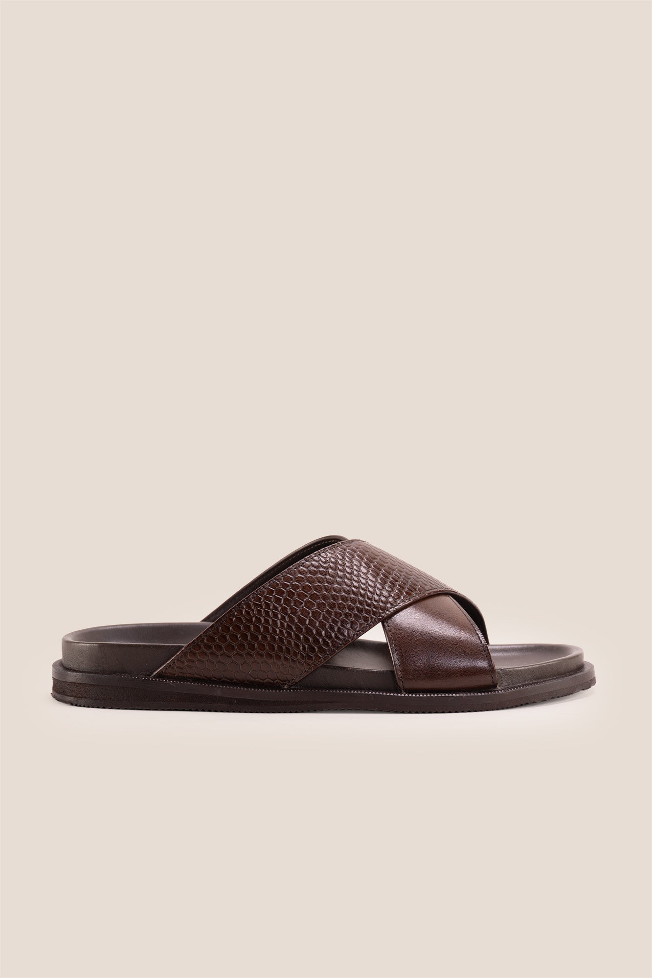 Nyle Brown cross strap sandals for men by Oswin Hyde with stylish design and comfortable fit
