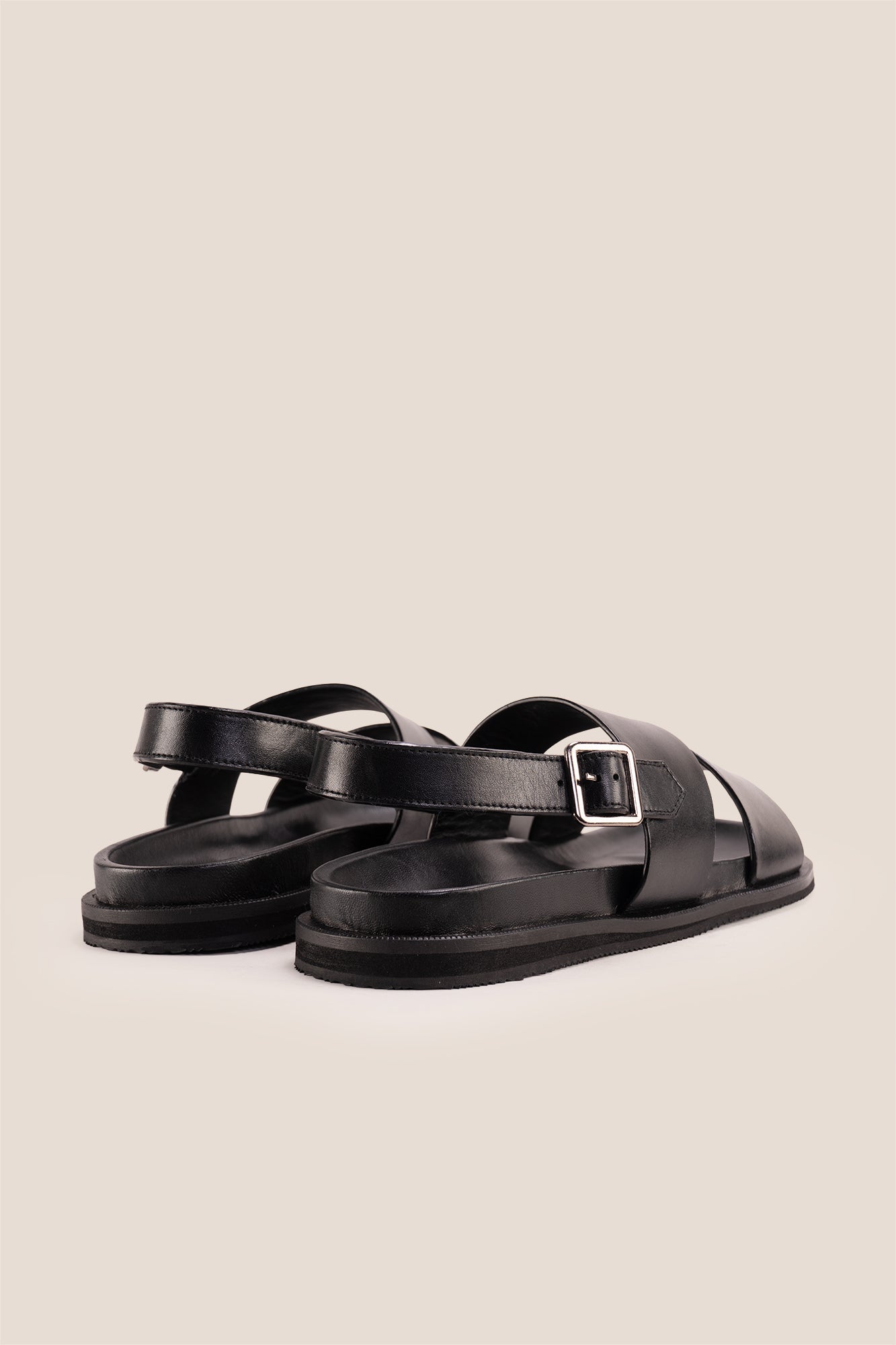 Antonio Black double strap leather sandals for men with durable design and comfortable fit for all occasion