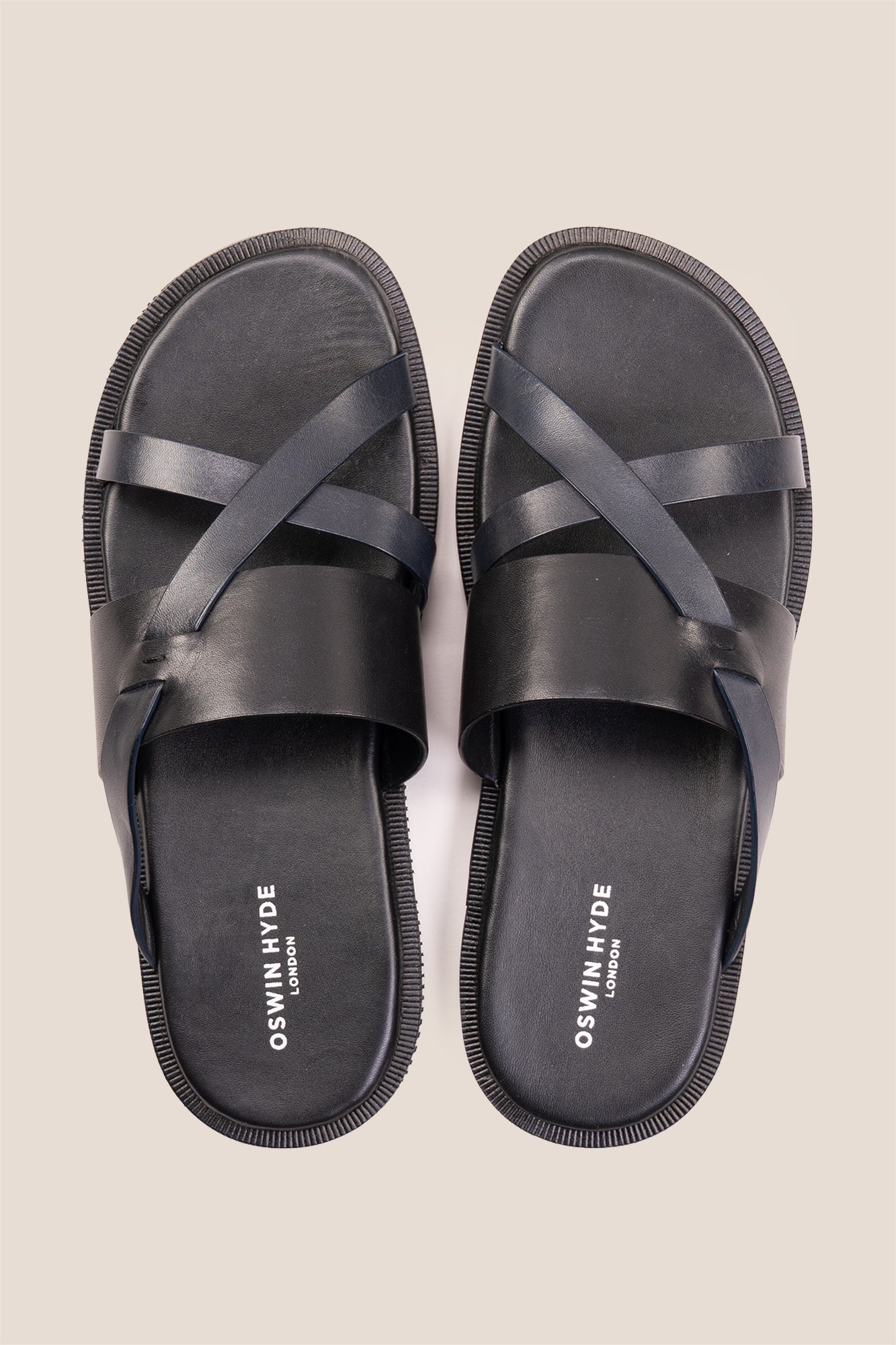 Men’s Frank Black tri-strap sandals featuring a robust adjustable strap system and a refined leather finish.