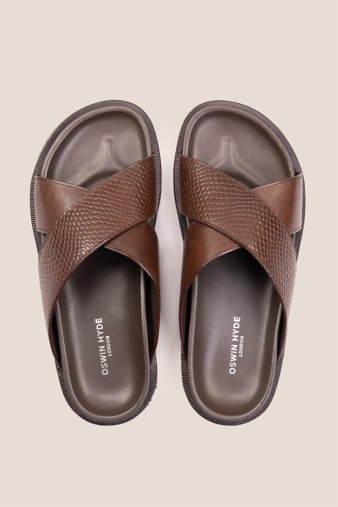 Nyle Brown cross strap sandals for men by Oswin Hyde with stylish design and comfortable fit