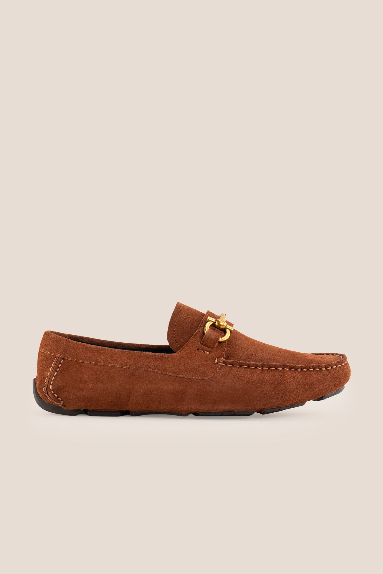 Nigel Tobacco Suede driving loafer comfort and control with horsebit design