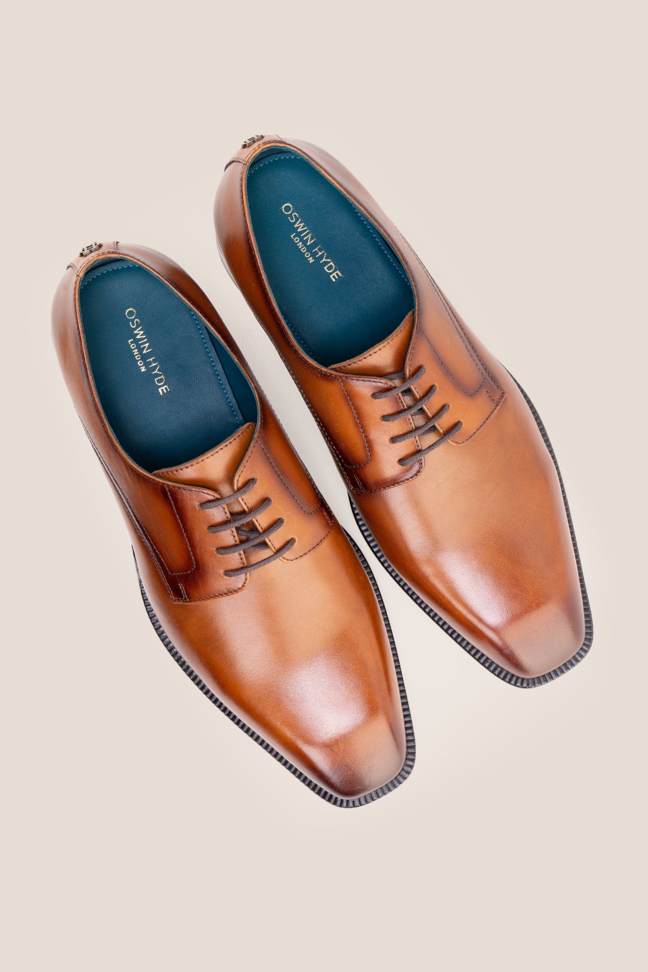 Oswin Hyde's Tan Derby Leather shoe for office, wedding and casual occasions.