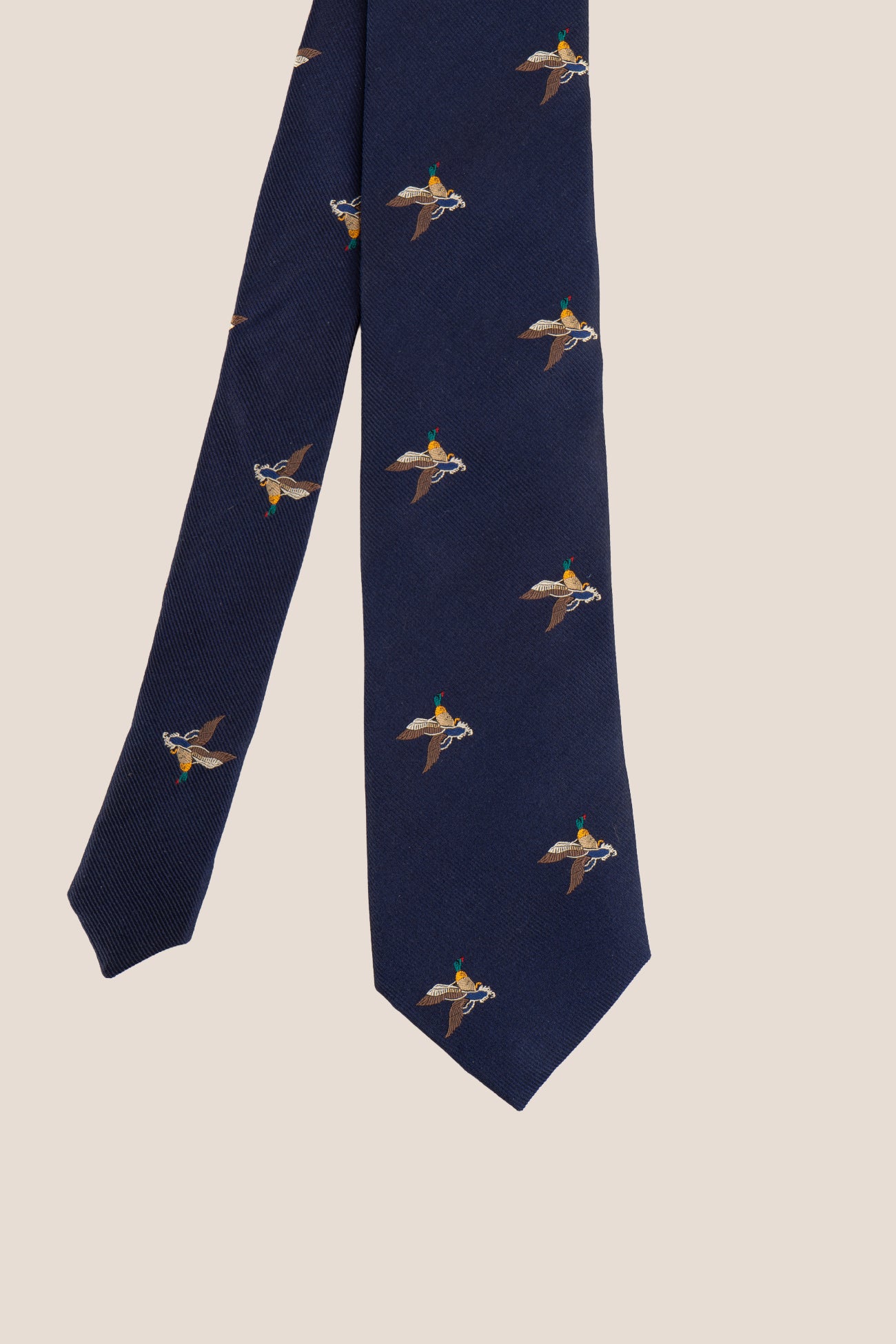 Mallard Navy Silk Tie with luxurious design and pocket square, perfect for weddings and formal occasions.