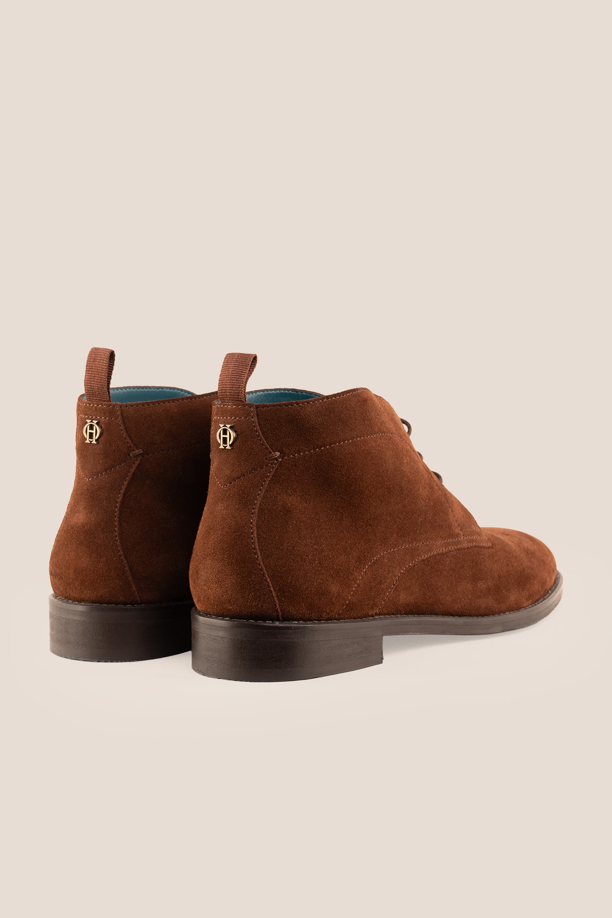 Men's Franklin Chocolate Suede lace-up ankle boots by Oswin Hyde featuring a rich brown suede finish and sturdy heel