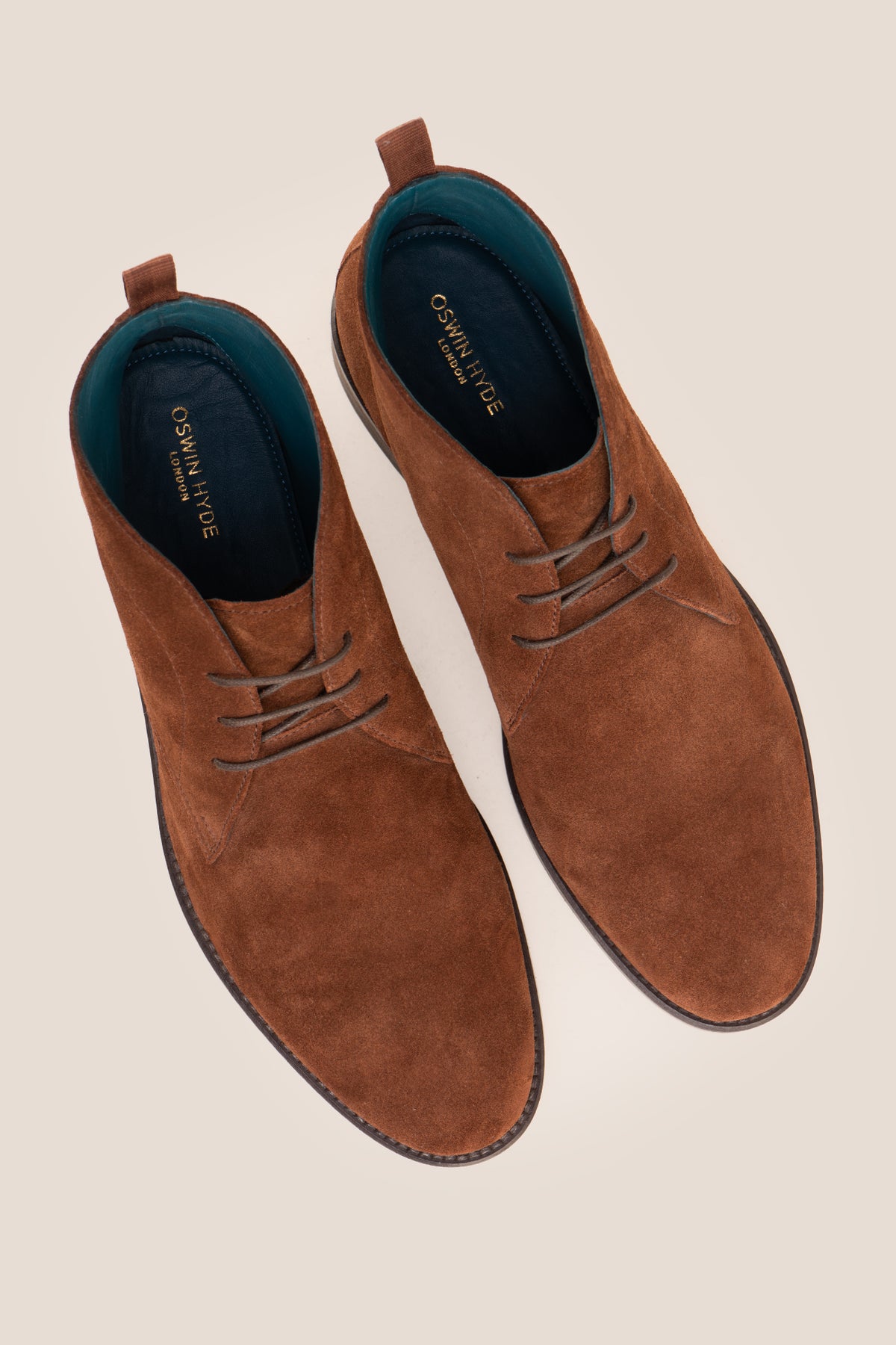 Men's Franklin Chocolate Suede lace-up ankle boots by Oswin Hyde featuring a rich brown suede finish and sturdy heel