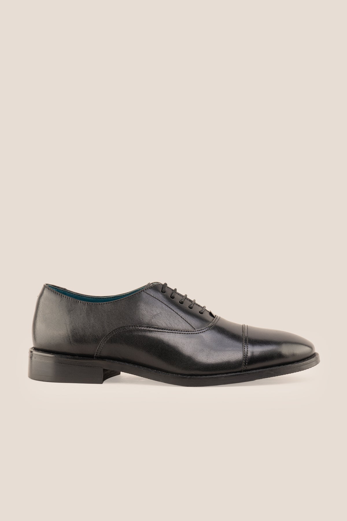 Wilson Black men's black leather toe-cap Oxford shoes