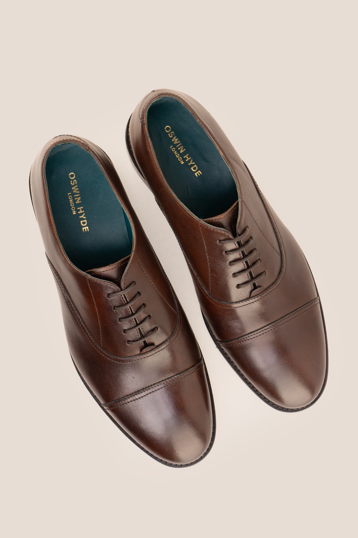 Wilson Brown men's brown leather toe-cap Oxford shoes