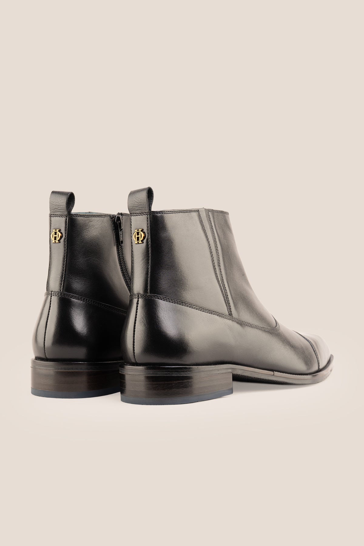 Men's Baldwin Tan leather side-zip ankle boots by Oswin Hyde featuring burnished tan leather and a convenient side zipper.