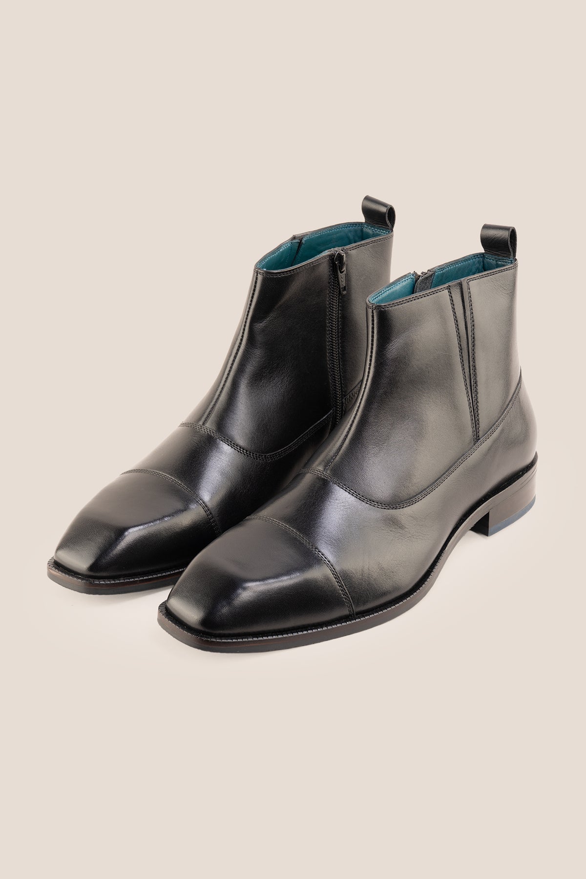 Men's Baldwin Tan leather side-zip ankle boots by Oswin Hyde featuring burnished tan leather and a convenient side zipper.
