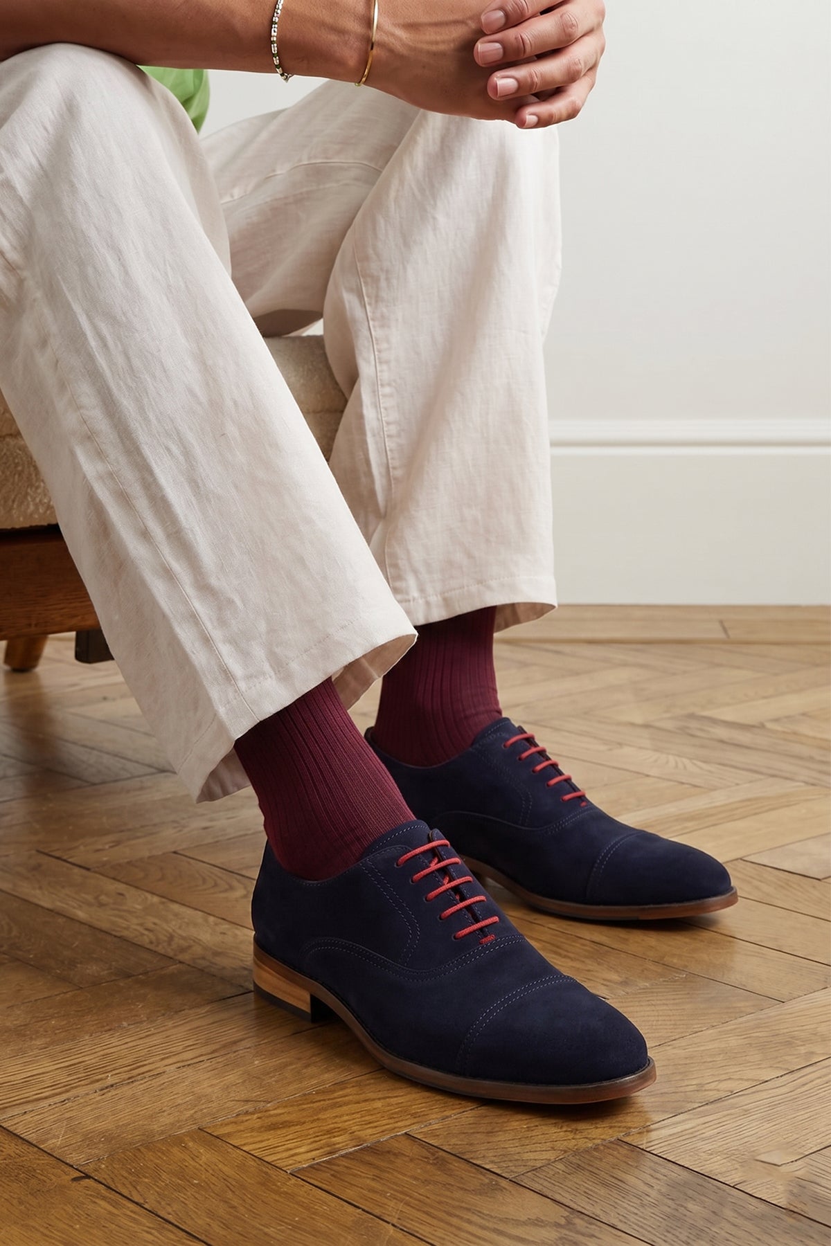 Elise Navy Suede Oxford Shoe | Oswin Hyde