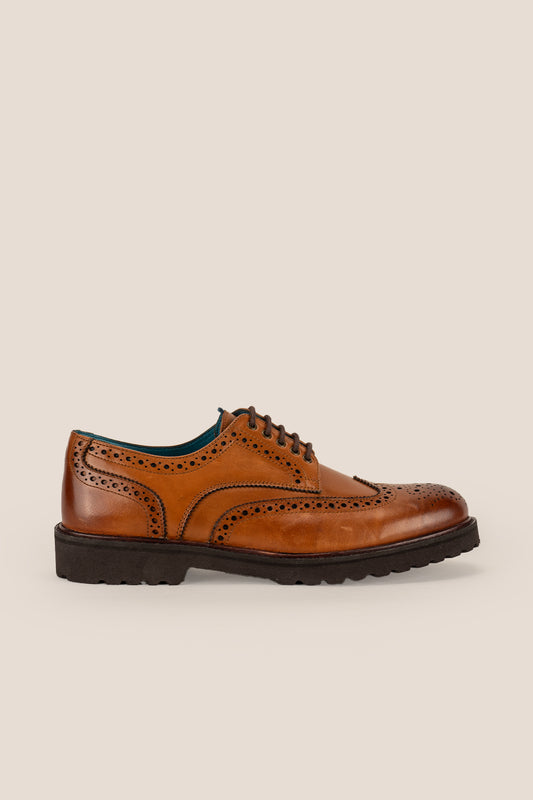 Gordon Tan Men's Leather Derby Brogue Shoe | Oswin Hyde