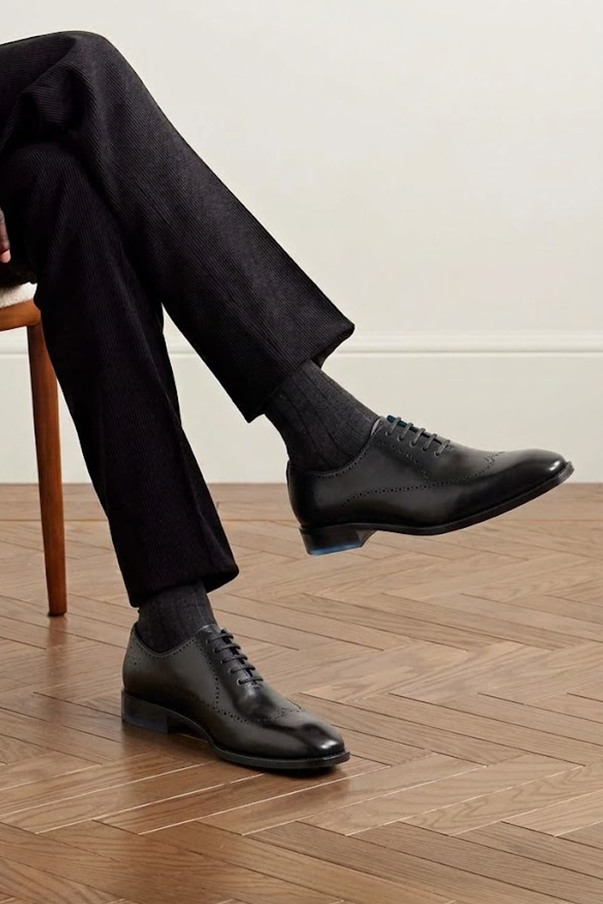 Laurence Black men's black leather Oxford shoes