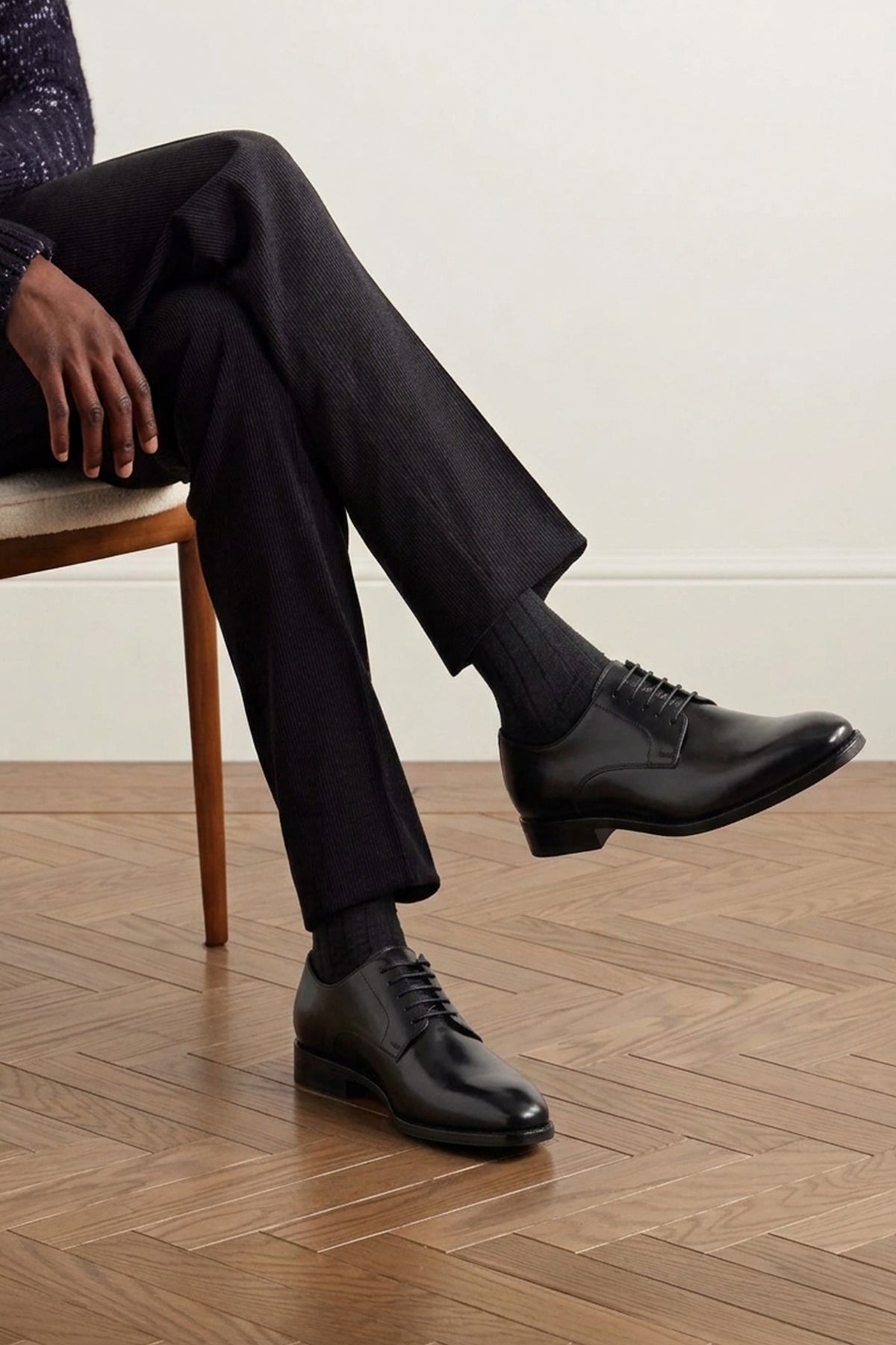 Malcolm Black men's black leather derby shoes