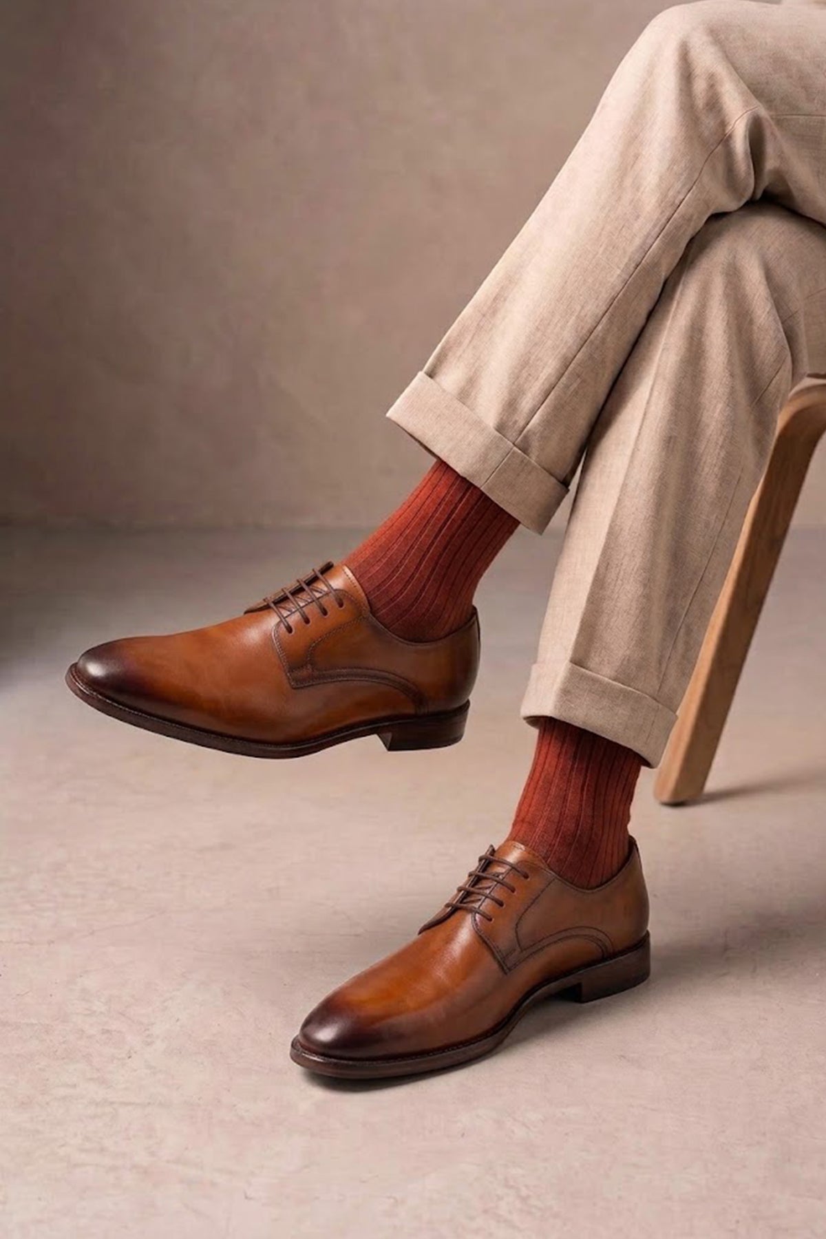 Malcolm Tan men's tan leather derby shoes