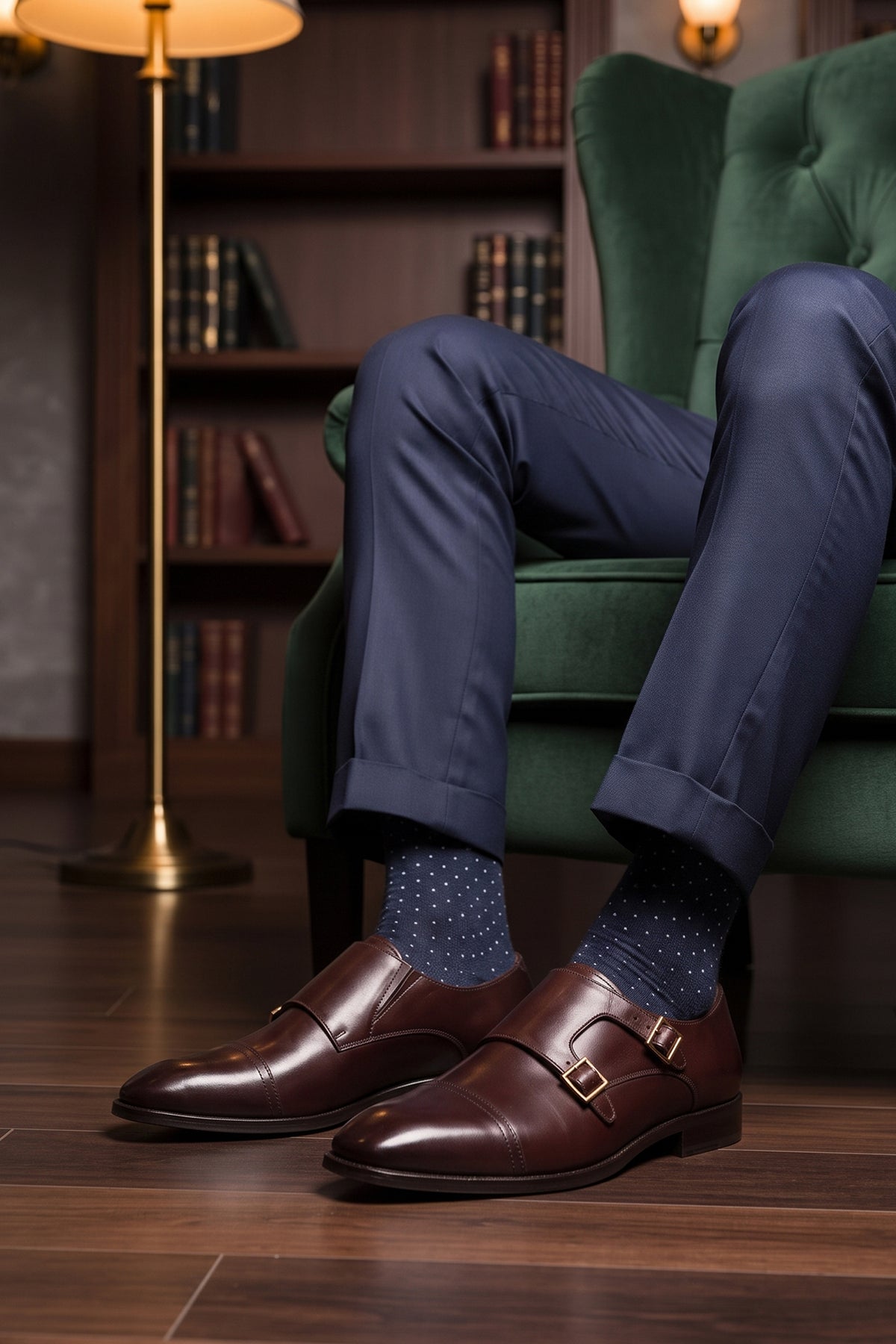 Men's Rolf Brown leather double monk strap dress shoes by Oswin Hyde featuring rich dark brown leather and dual buckle straps