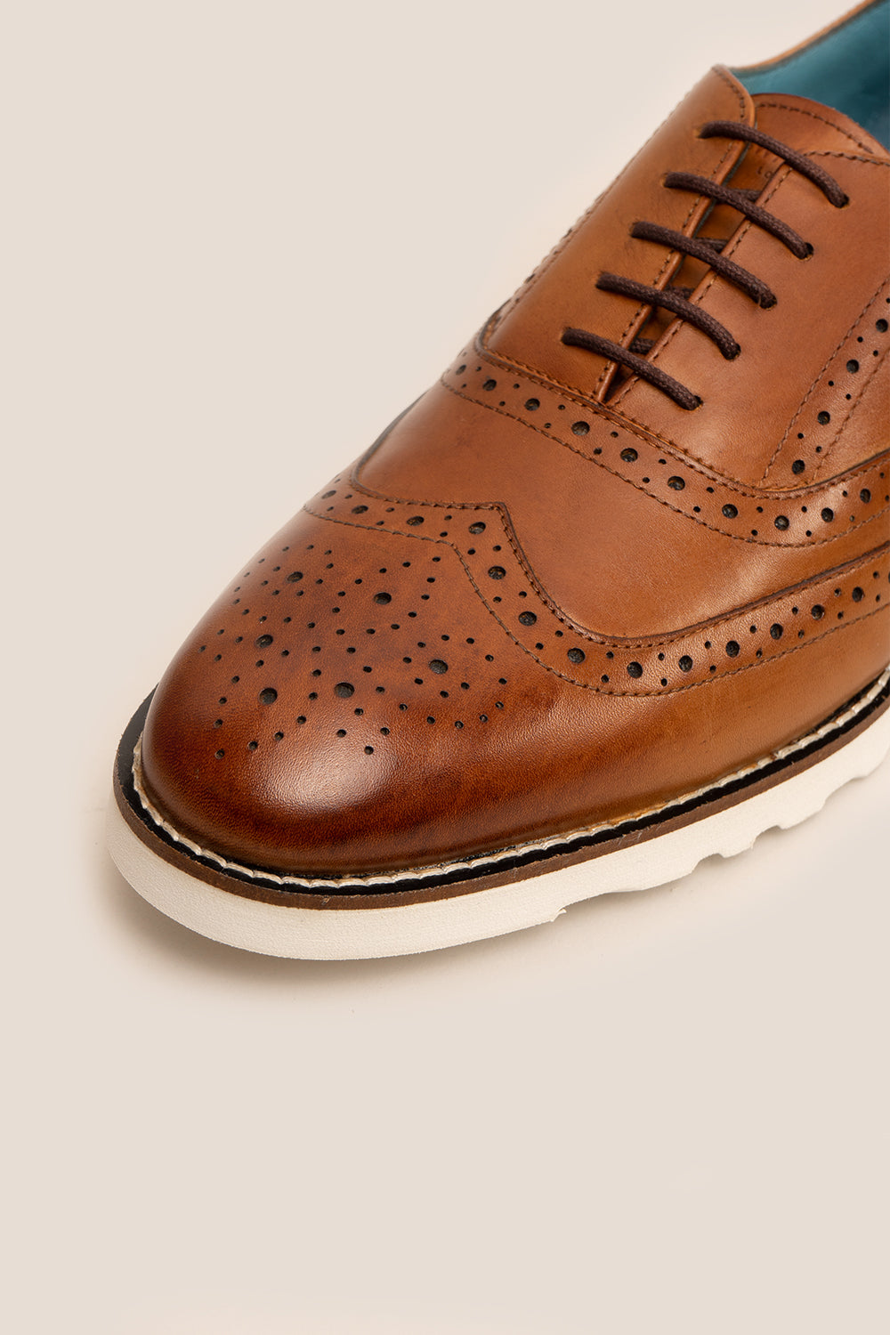 Mens Tan Leather Brogue Trainers Oswin Hyde