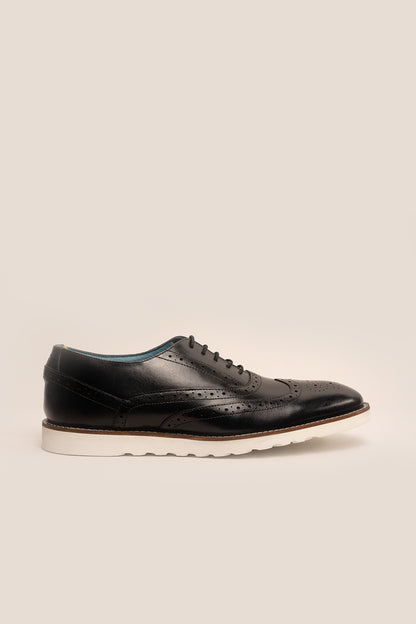 Mens Black Leather Brogue Trainers Oswin Hyde