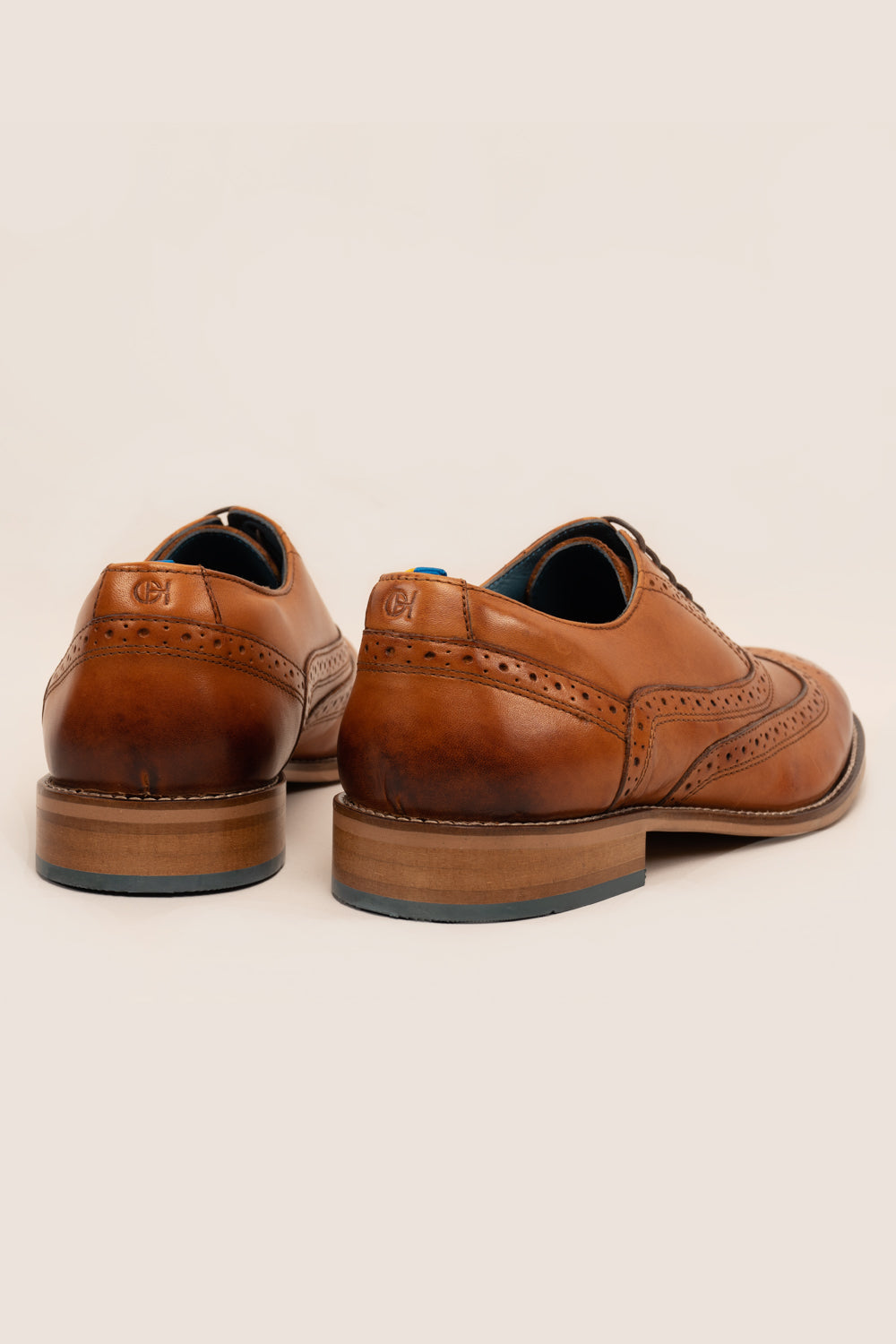 Winston tan brogue wingtip oxford shoes for men by oswin hyde