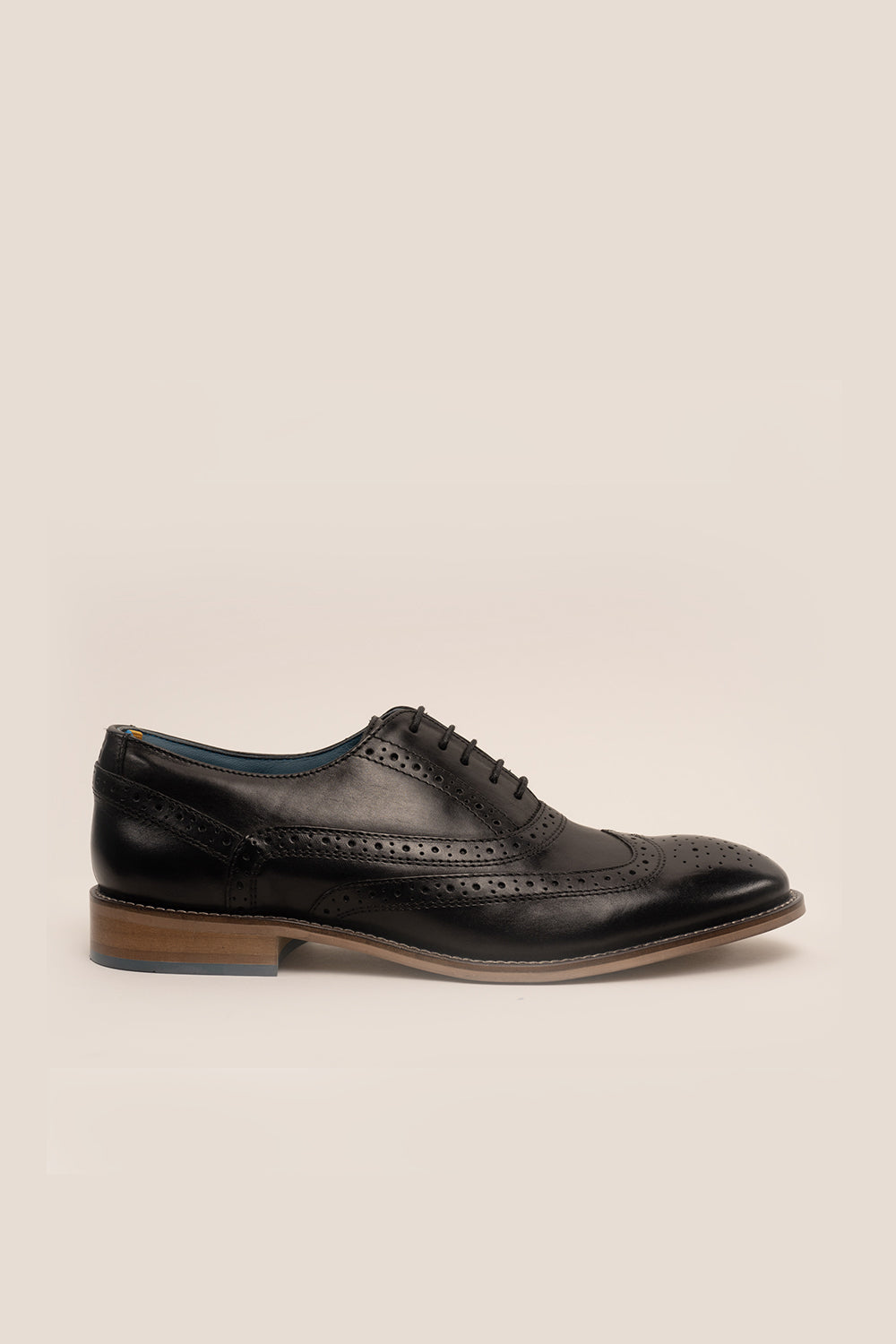 Winston Mens Black Leather Oxford Brogue shoes | Oswin Hyde