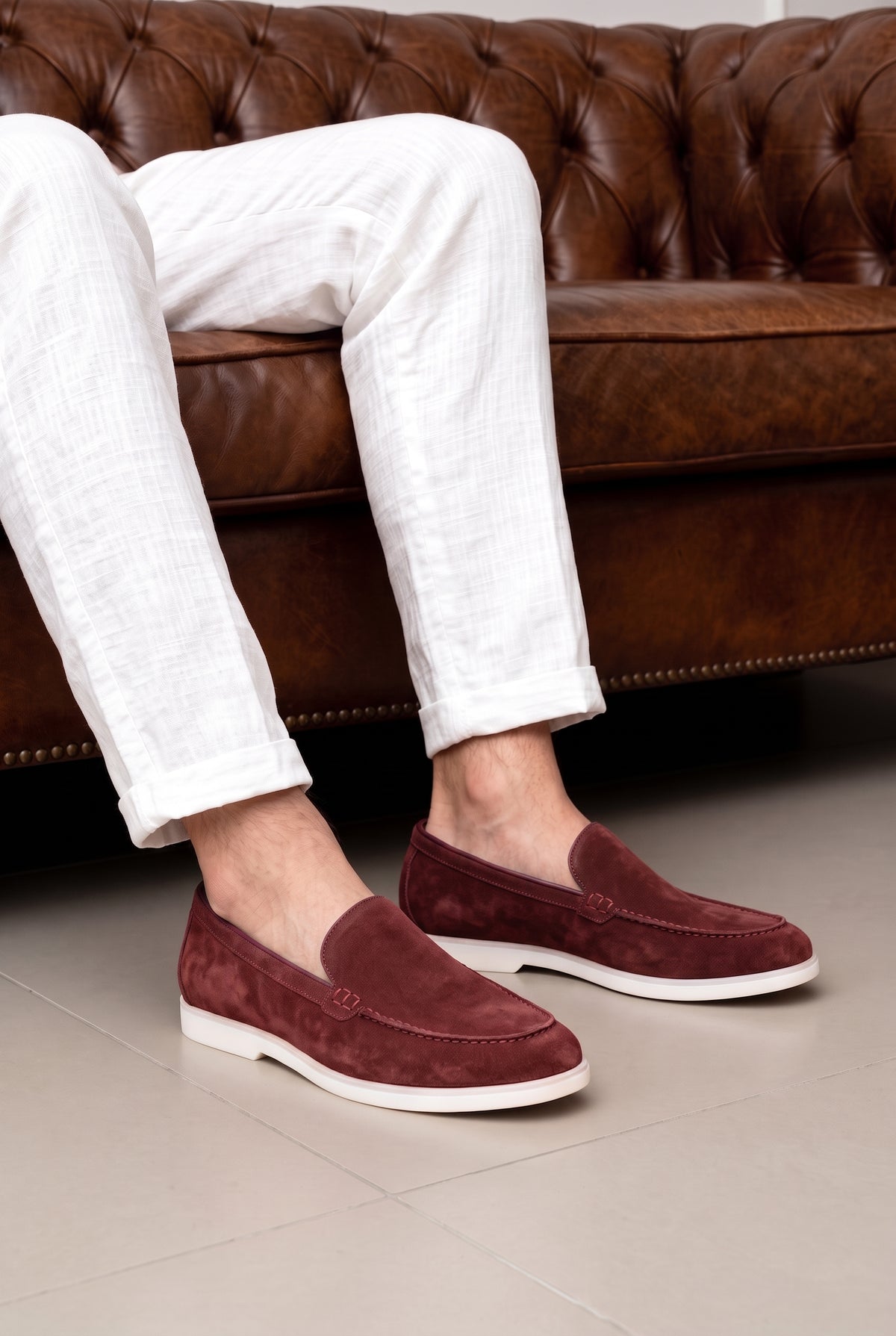 Morgan Wine men's wine suede loafers