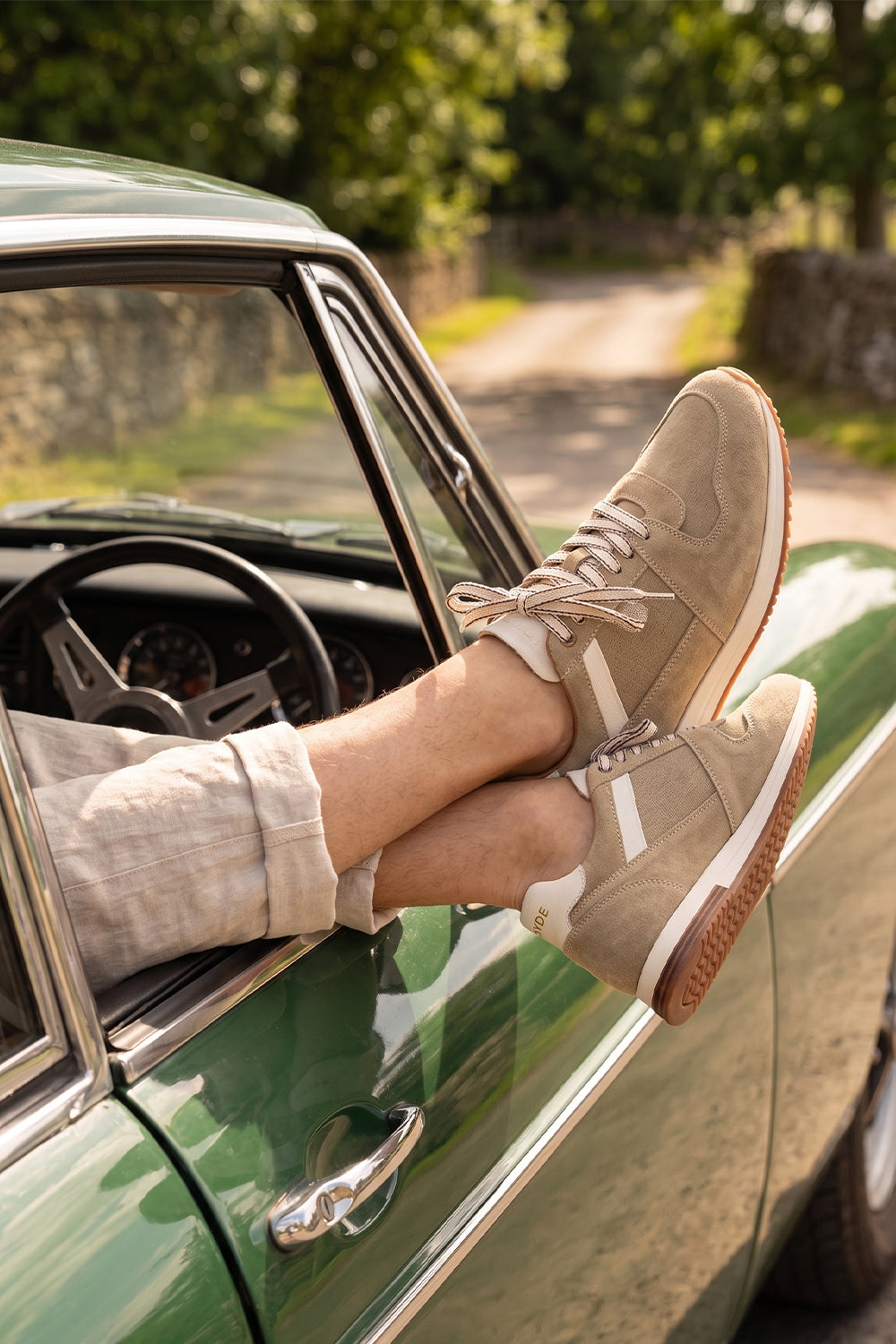 Rory sand suede leather sneakers for men, showcasing premium craftsmanship and durable construction for stylish everyday wear