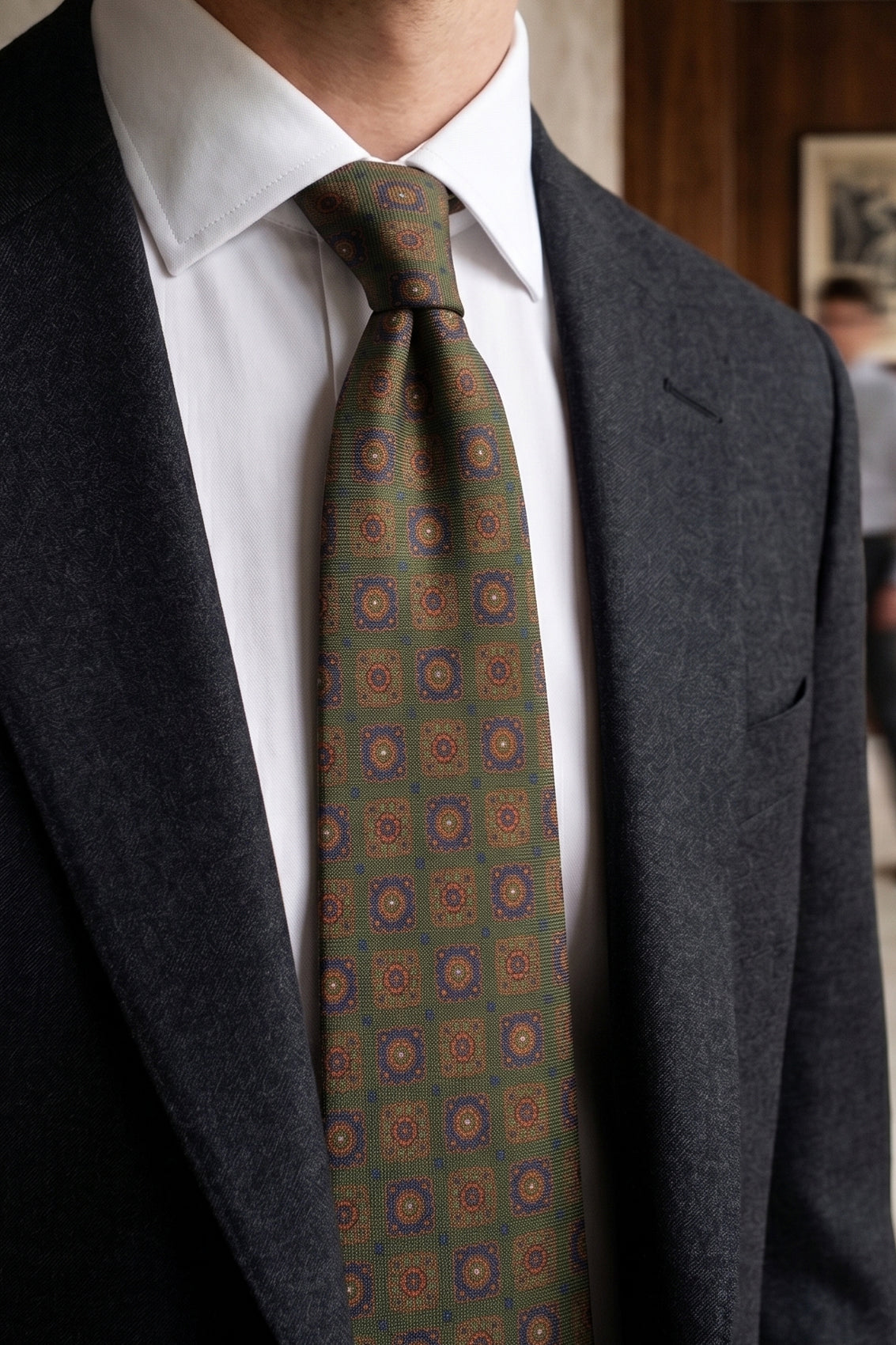 Vintage Green tie with elegant design, ideal for weddings, office meetings, and casual outings.