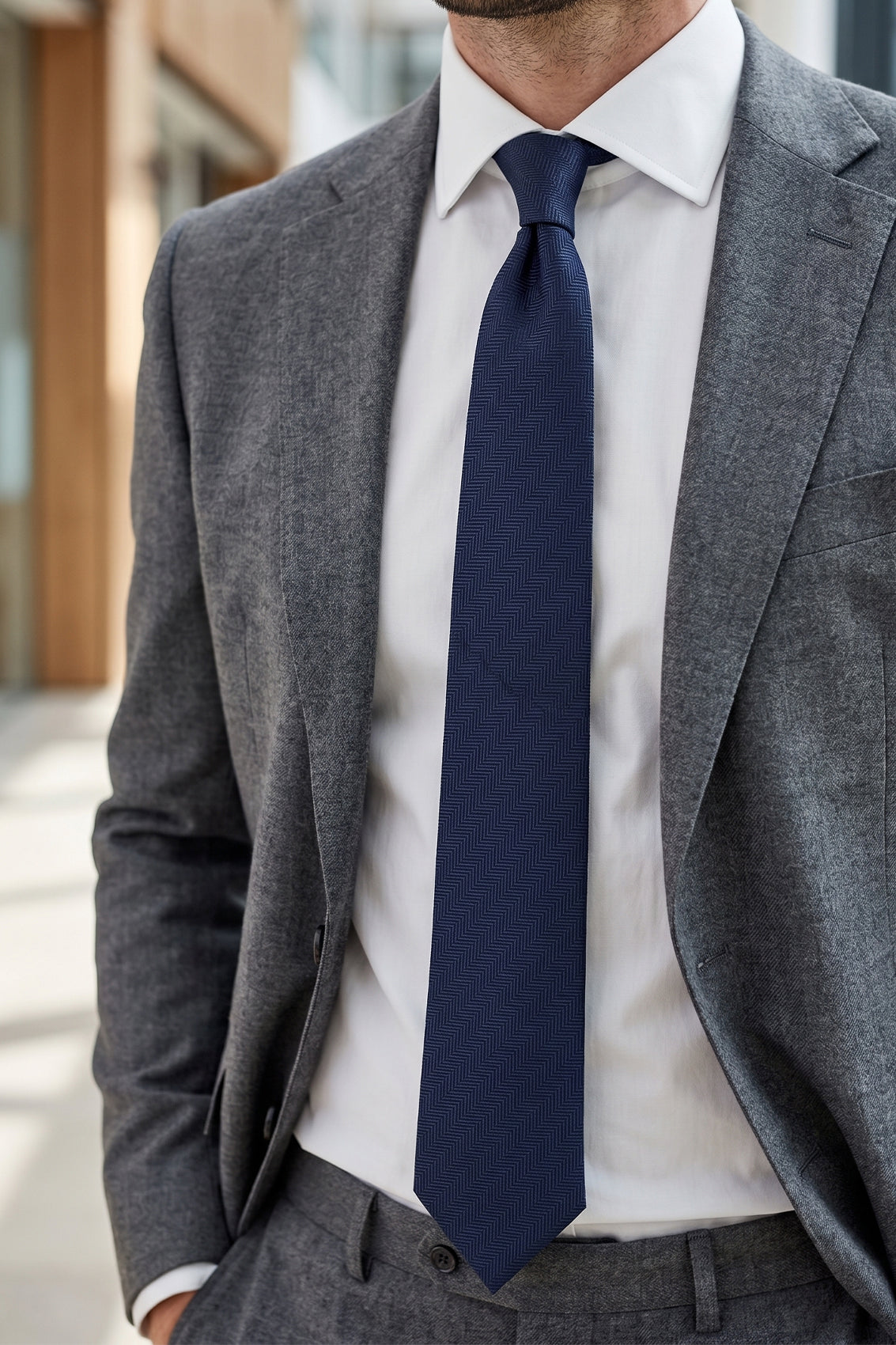 Self Stripe Marine tie with elegant design, perfect for weddings, office wear, and casual outings.