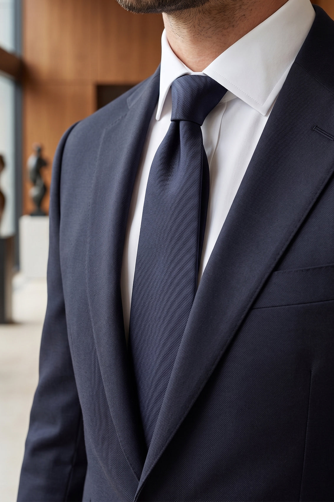 Sleek Indigo tie with sophisticated design, perfect for weddings, office wear, and formal occasions.
