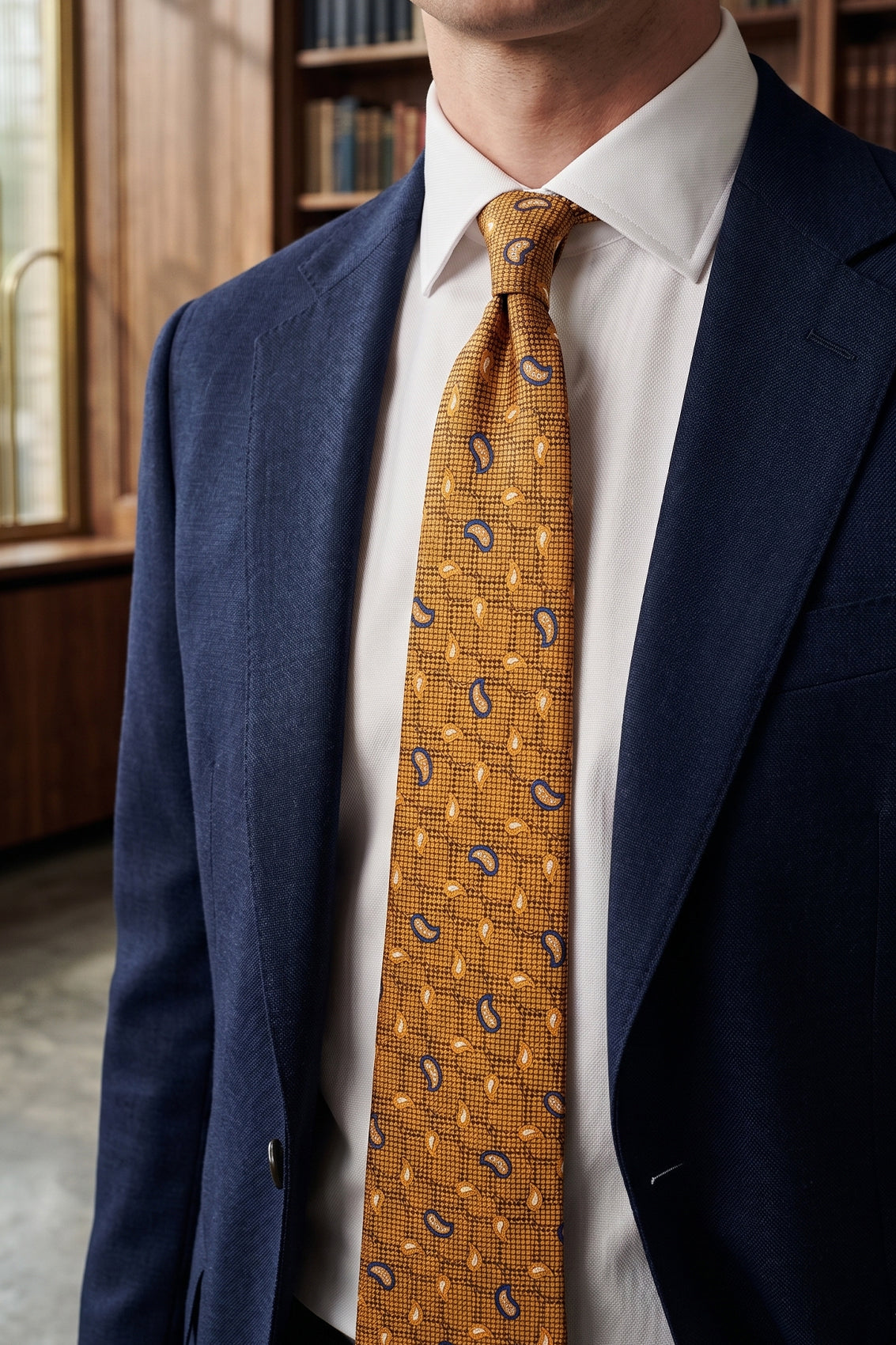 Oswin Hyde  Paisley Geometric Copper for men, designed to add a unique flair to your wardrobe. The intricate paisley and geometric patterns, combined with the rich copper colour.