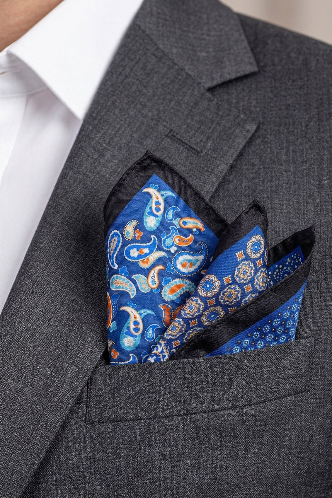 Oswin Hyde: Navy 4-Way Silk Pocket Square for Men