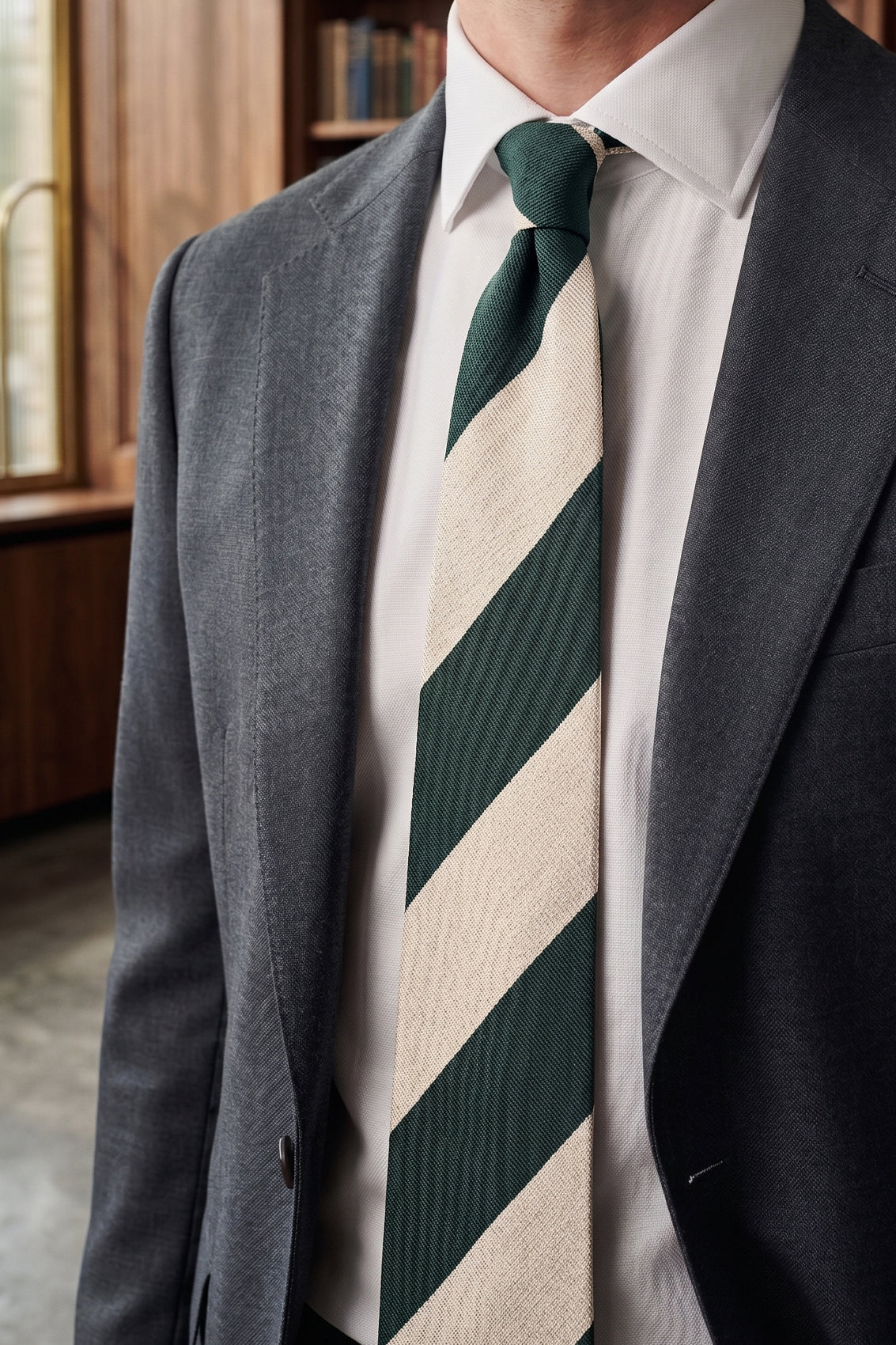 Oswin Hyde Emerald Green White Stripes tie for men, designed to elevate your wardrobe with bold and stylish stripes.
