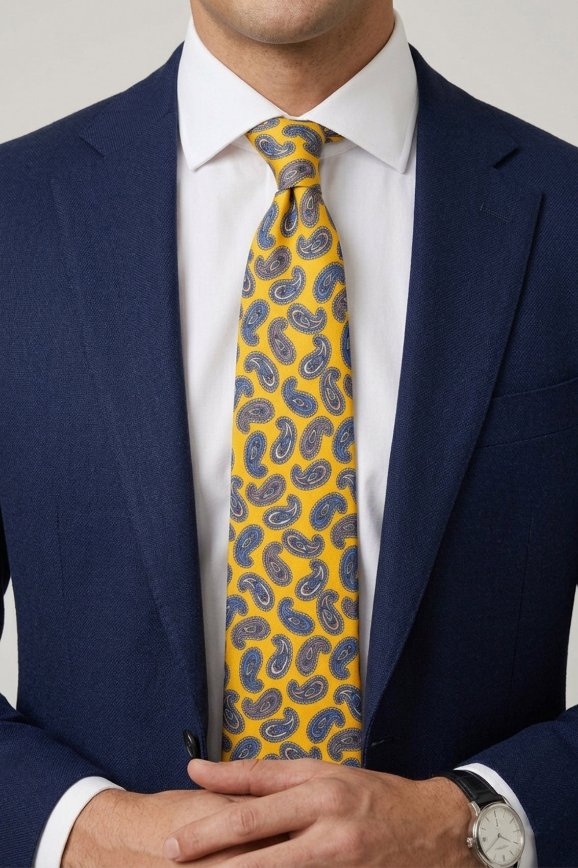 Paisley Yellow tie with elegant design, ideal for weddings, office wear, and everyday occasions.