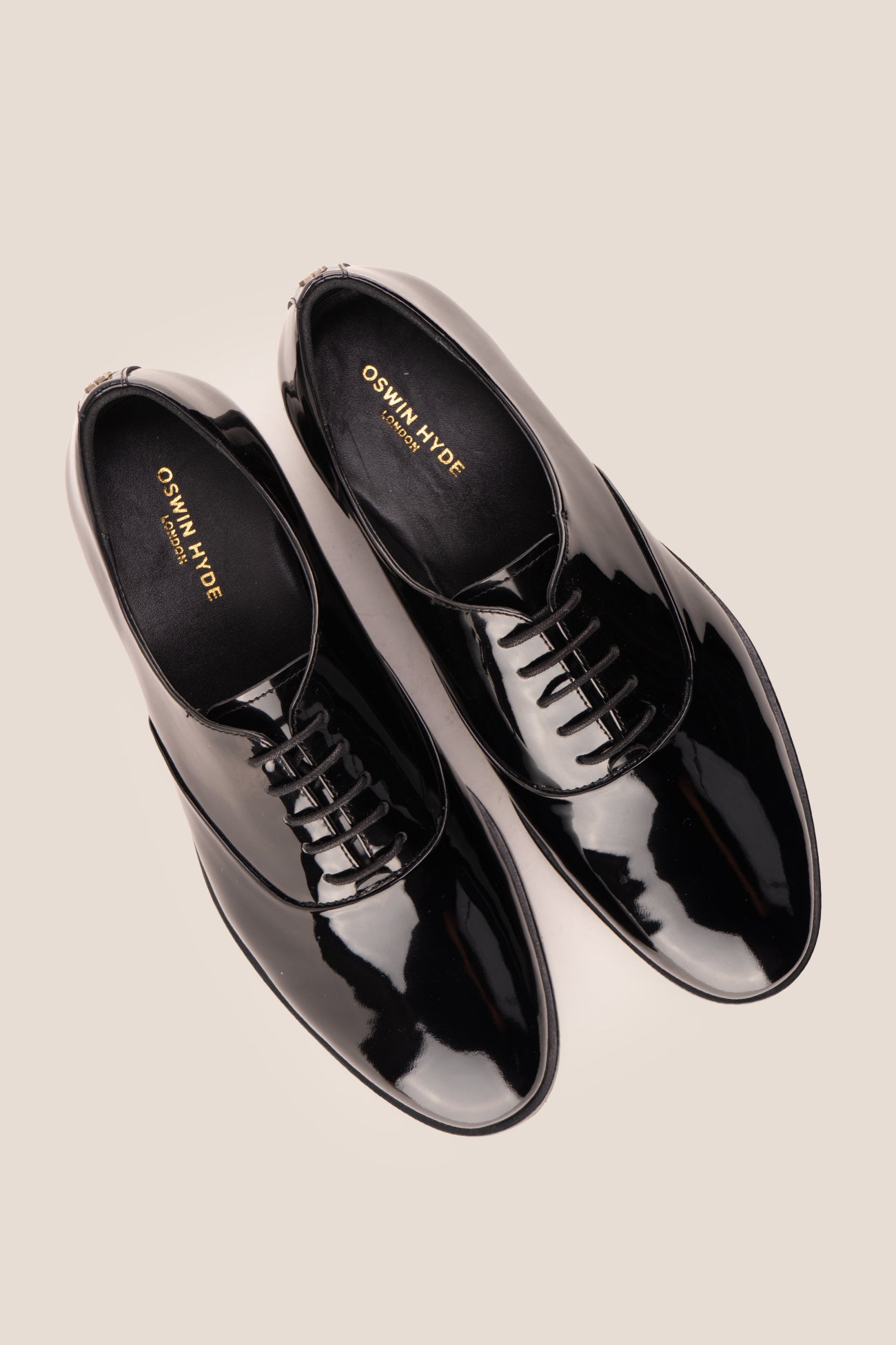 Bow Black men's leather patent shoes. The men's smart black shoes exude luxury and sophistication, perfect for weddings