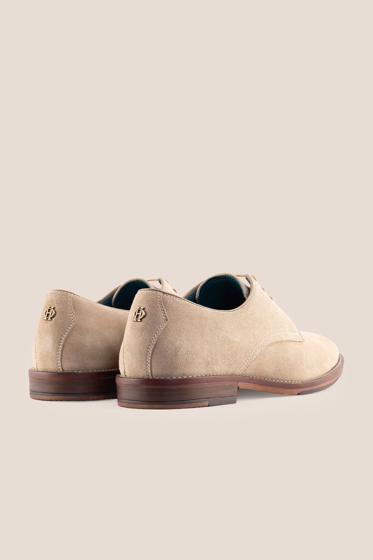 Nathan sand suede leather Derby shoes for men featuring a 3-eyelet design, breathable lining, and durable leather sole for formal and smart casual occasions.