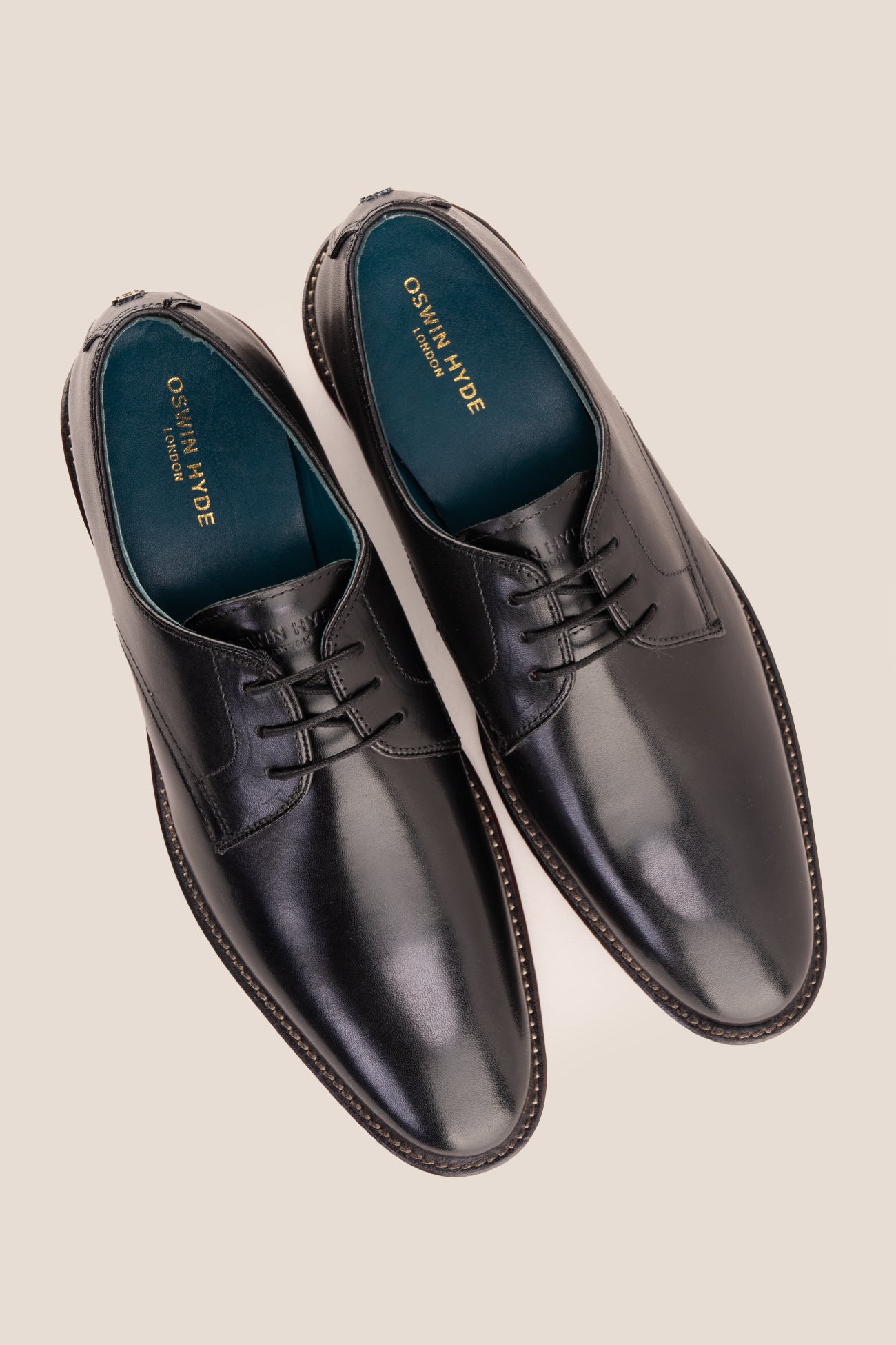 Nathan black leather Derby shoes for men featuring a 3-eyelet design, breathable lining, and durable leather sole for formal and smart casual occasions.