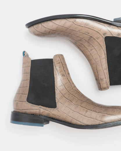 Men's grey croc leather Chelsea boot