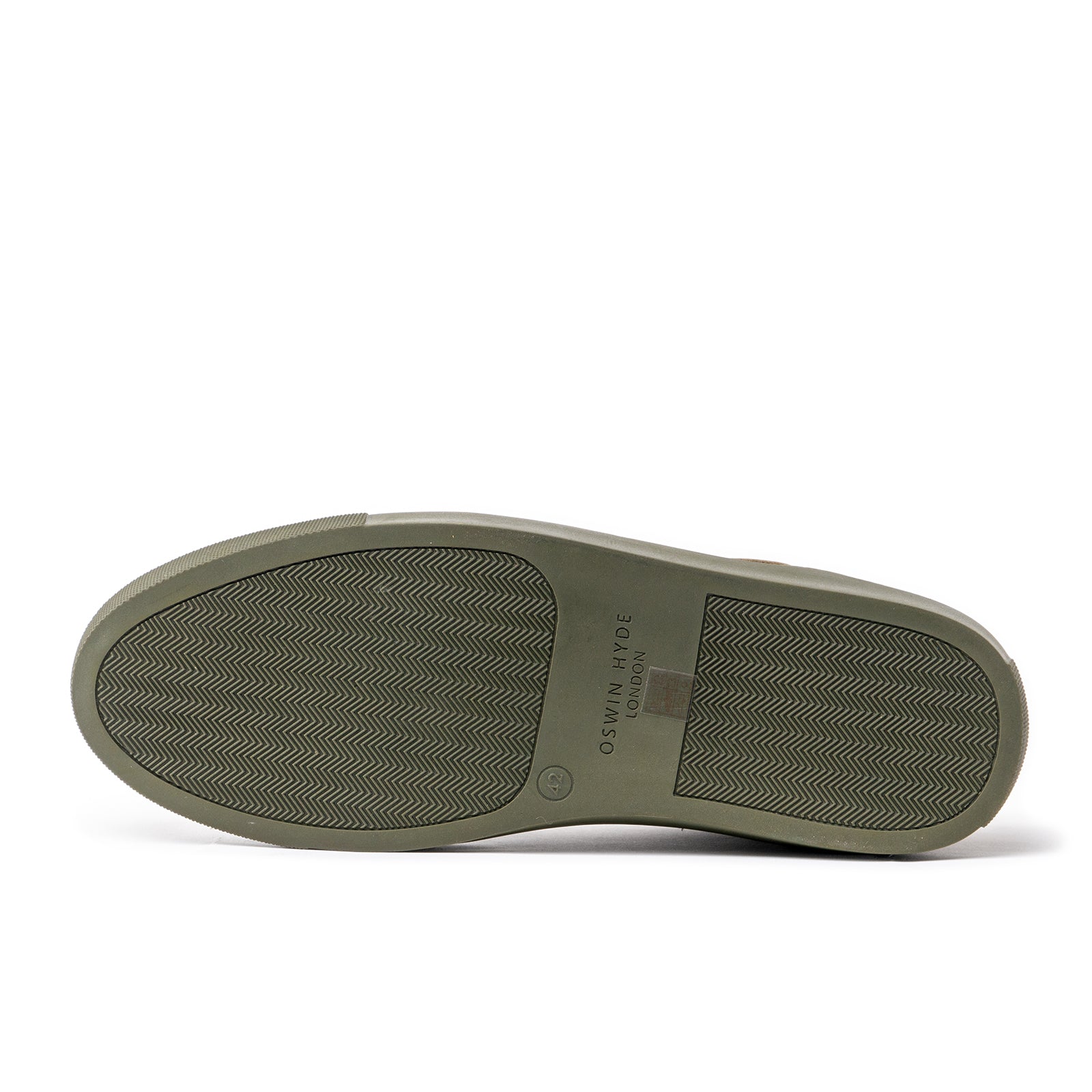 sole of Men's green leather trainers with green sole